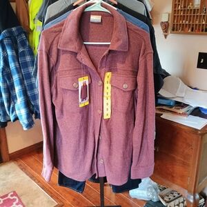 32 Degrees Women's Button-Up Shacket in Heathered Brown